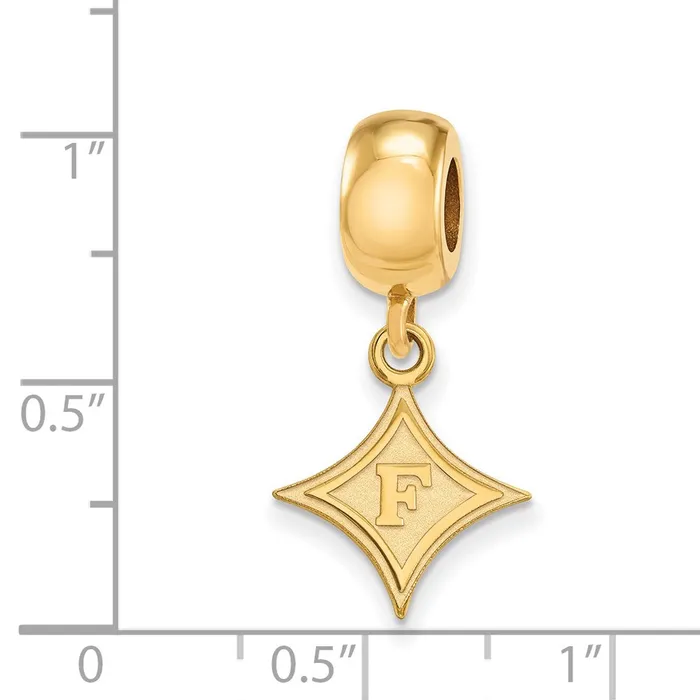 Rings TreasureFineJewelers Sterling Silver Goldplated LogoArt Furman University Small Dangle Bead Charm