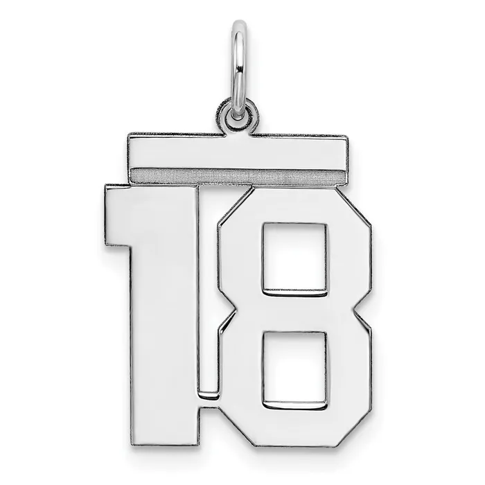 Rings TreasureFineJewelers SterlingSilver Rhodiumplated Polished Number 18 Charm