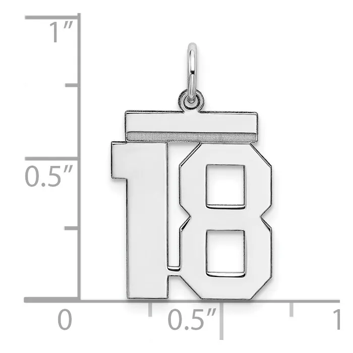 Rings TreasureFineJewelers SterlingSilver Rhodiumplated Polished Number 18 Charm