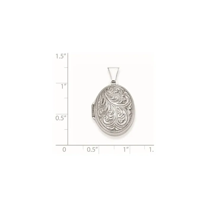 Rings TreasureFineJewelers Sterling Silver Rhodiumplated Reversible Scroll Oval Locket