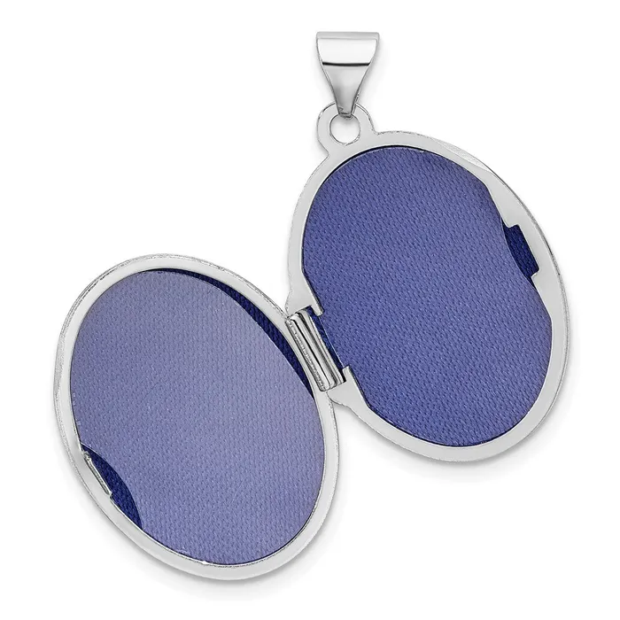 Rings TreasureFineJewelers Sterling Silver Rhodiumplated Reversible Scroll Oval Locket