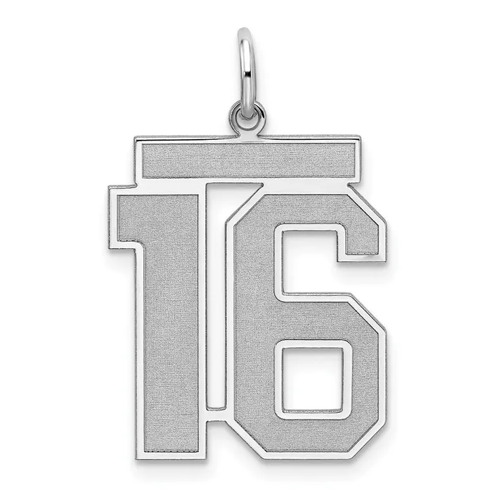 Rings TreasureFineJewelers Sterling SilverRhodiumplated Satin Number 16 Charm