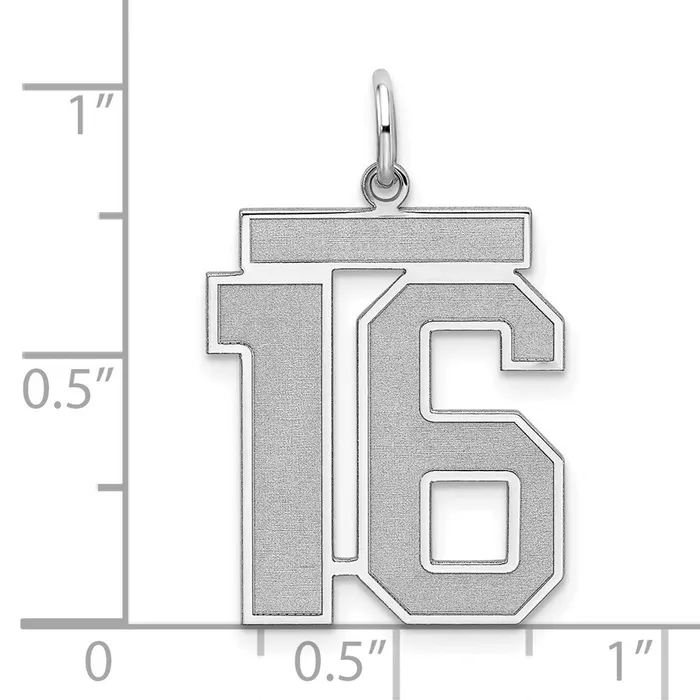 Rings TreasureFineJewelers Sterling SilverRhodiumplated Satin Number 16 Charm