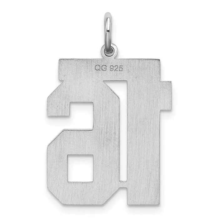 Rings TreasureFineJewelers Sterling SilverRhodiumplated Satin Number 16 Charm