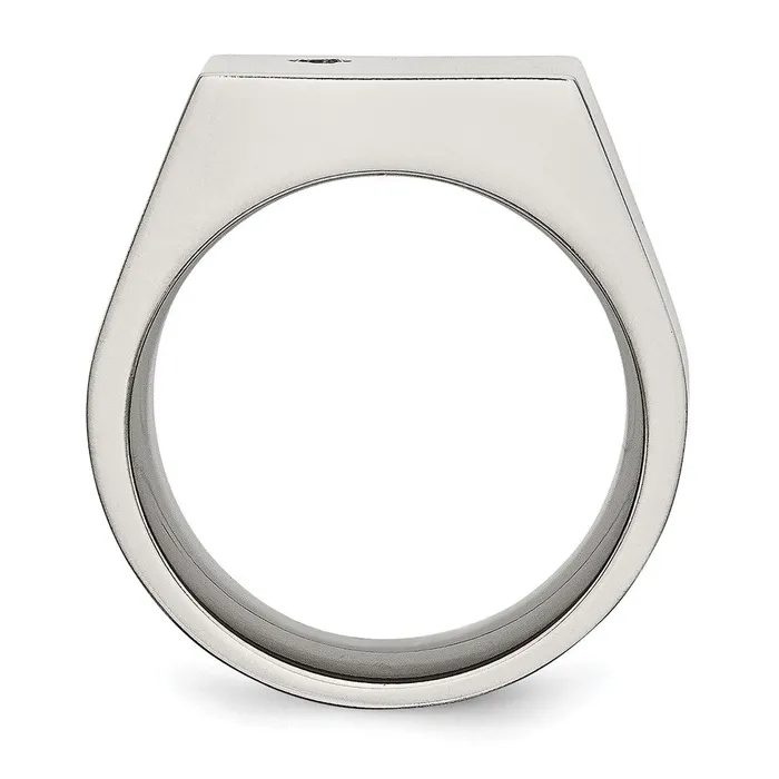 Rings TreasureFineJewelers Titanium Polished CZ Signet Ring