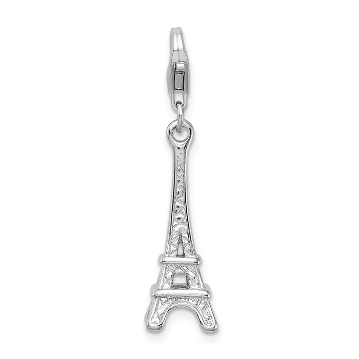 Sterling Silver Amore La Vita Rhodiumplated Polished Eiffel Tower Charm TreasureFineJewelers Rings