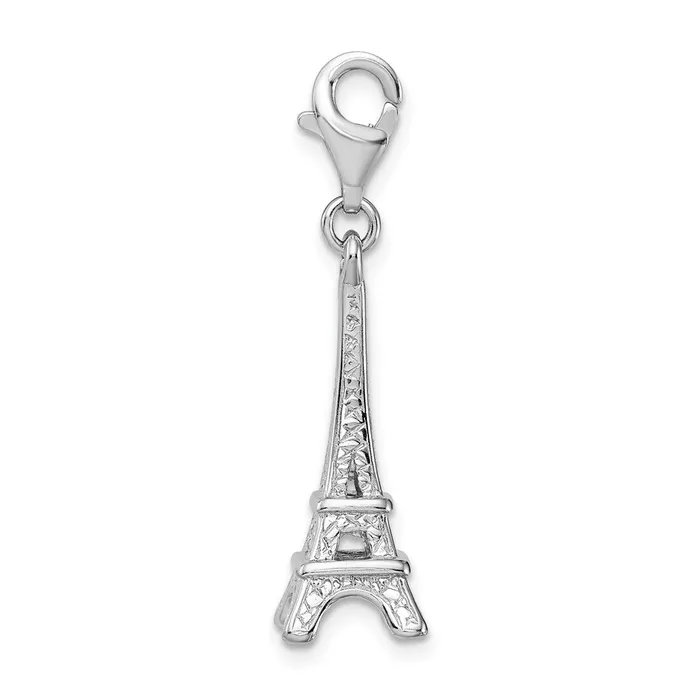 Sterling Silver Amore La Vita Rhodiumplated Polished Eiffel Tower Charm TreasureFineJewelers Rings