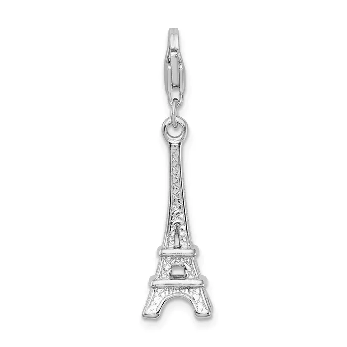 Sterling Silver Amore La Vita Rhodiumplated Polished Eiffel Tower Charm TreasureFineJewelers Rings