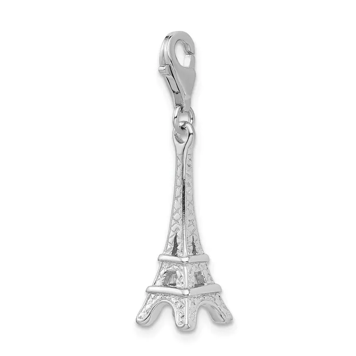 Sterling Silver Amore La Vita Rhodiumplated Polished Eiffel Tower Charm TreasureFineJewelers Rings