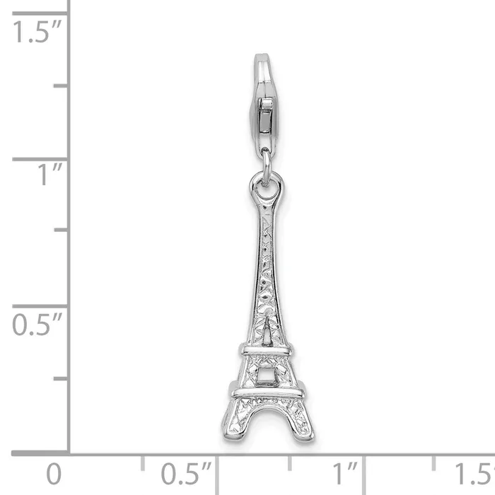 Sterling Silver Amore La Vita Rhodiumplated Polished Eiffel Tower Charm TreasureFineJewelers Rings