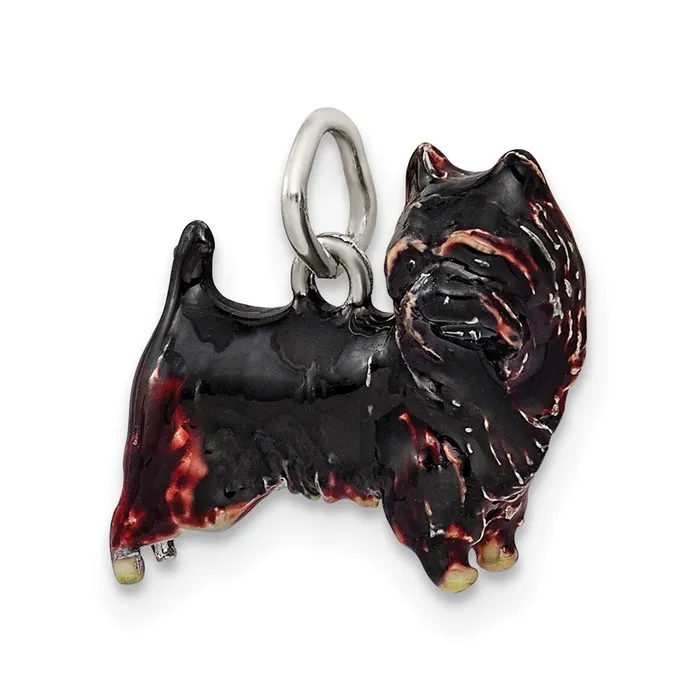 Sterling Silver Enameled Brown Black Cairn Terrier Charm TreasureFineJewelers Rings