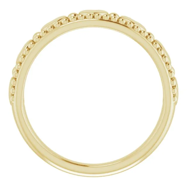 TreasureFineJeweler Rings 14K Yellow Stackable Beaded Heart Ring