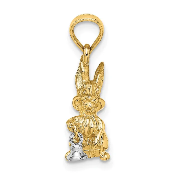 TreasureFineJewelers Charm Necklaces 14k TwoTone Moveable 3D Bunny Rabbit Charm