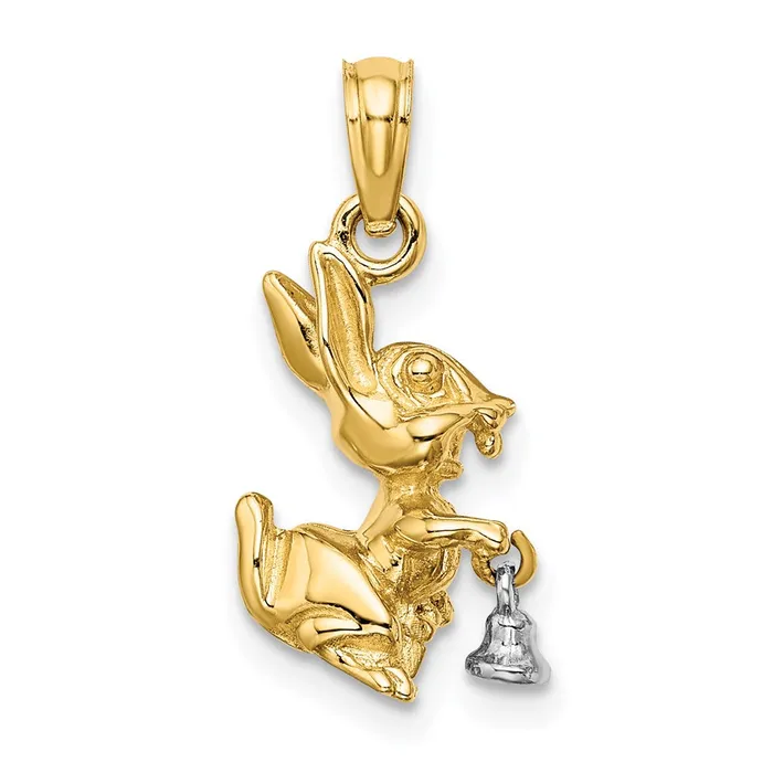 TreasureFineJewelers Charm Necklaces 14k TwoTone Moveable 3D Bunny Rabbit Charm