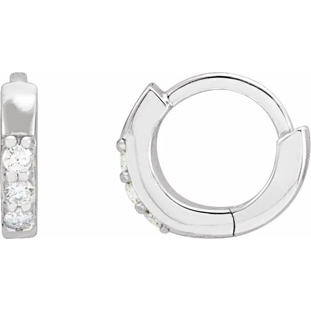 TreasureFineJewelers Earrings 14K White Gold 05 CTW Natural Diamond 8 mm Huggie Earrings