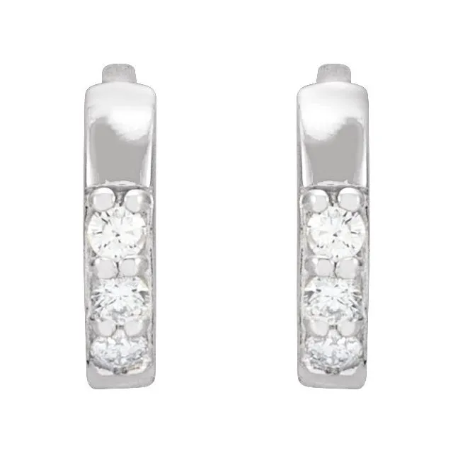 TreasureFineJewelers Earrings 14K White Gold 05 CTW Natural Diamond 8 mm Huggie Earrings