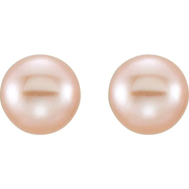TreasureFineJewelers Earrings 14K Yellow Gold 56 mm Cultured Pink Freshwater Pearl Earrings