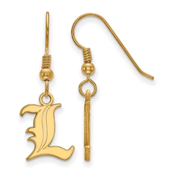 TreasureFineJewelers Earrings Sterling Silver Goldplated University of Louisville Letter L Small Dangle Wire Earrings