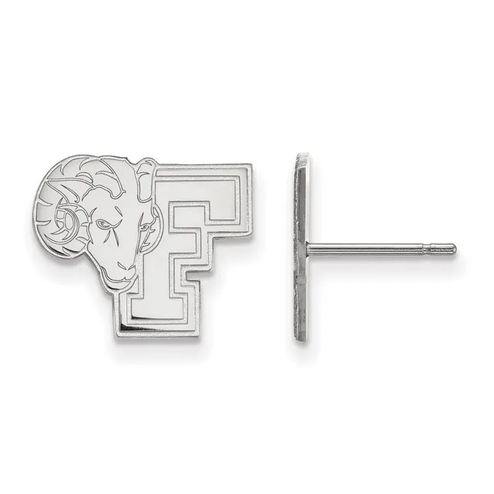 TreasureFineJewelers Earrings Sterling Silver Rhodiumplated Fordham University Ram Small Post Earrings