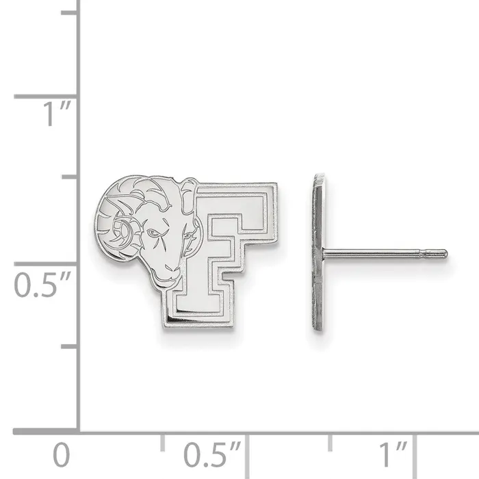 TreasureFineJewelers Earrings Sterling Silver Rhodiumplated Fordham University Ram Small Post Earrings