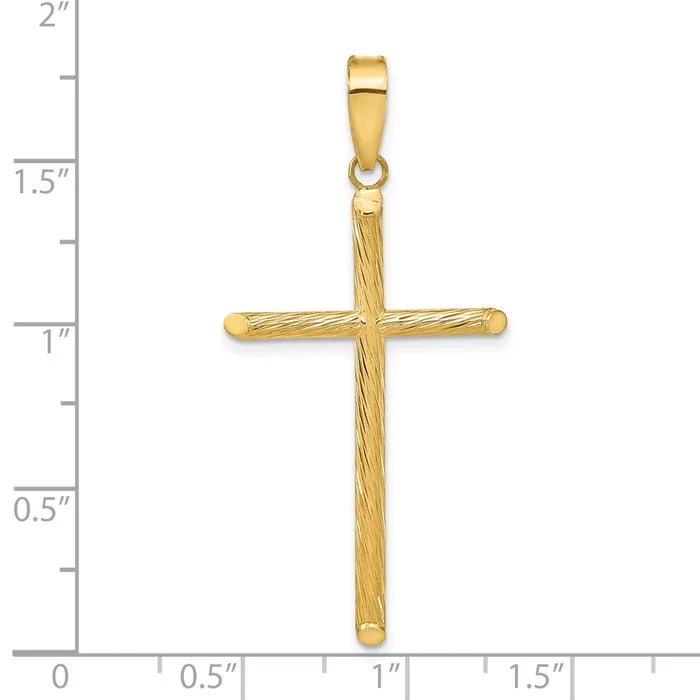 TreasureFineJewelers Necklaces 14K Polished Textured Fancy Cross Pendant