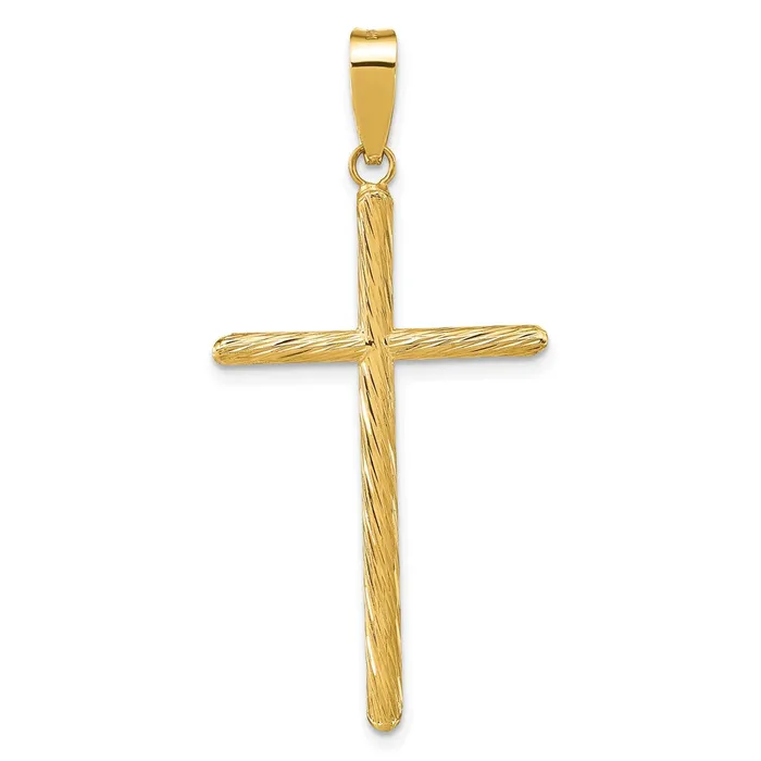 TreasureFineJewelers Necklaces 14K Polished Textured Fancy Cross Pendant