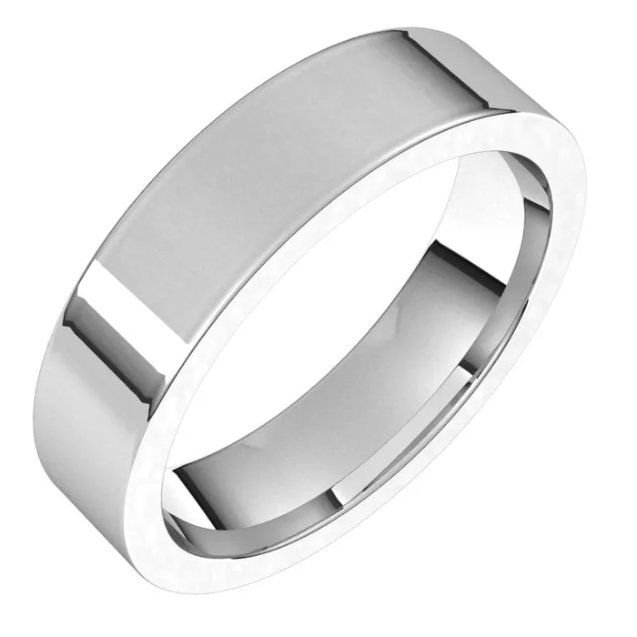 TreasureFineJewelers Rings 14K White Gold 5 mm flat comfort fit Wedding Band