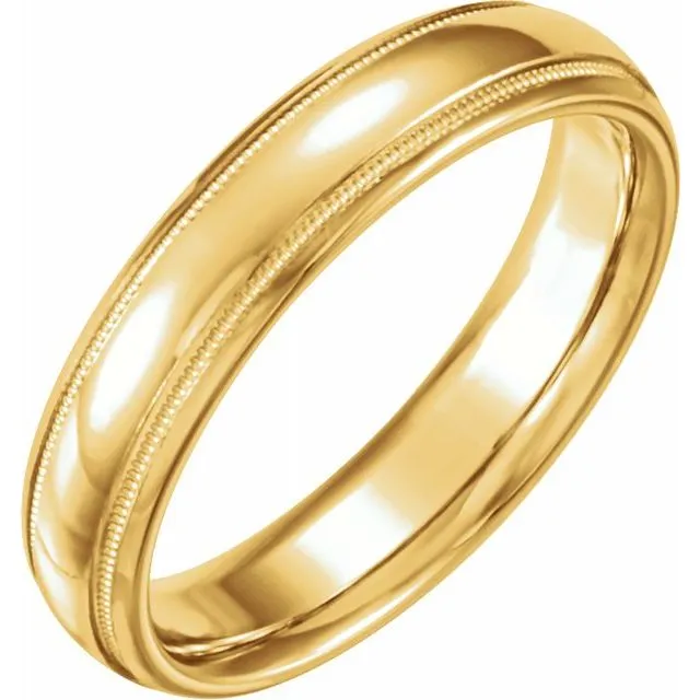 TreasureFineJewelers Rings 14K Yellow Gold 5 mm Half Round ComfortFit Band With Milgrain