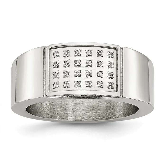 TreasureFineJewelers Rings Stainless Steel Polished 110ct Diamond 95mm Band