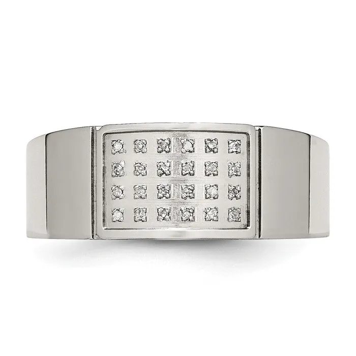 TreasureFineJewelers Rings Stainless Steel Polished 110ct Diamond 95mm Band