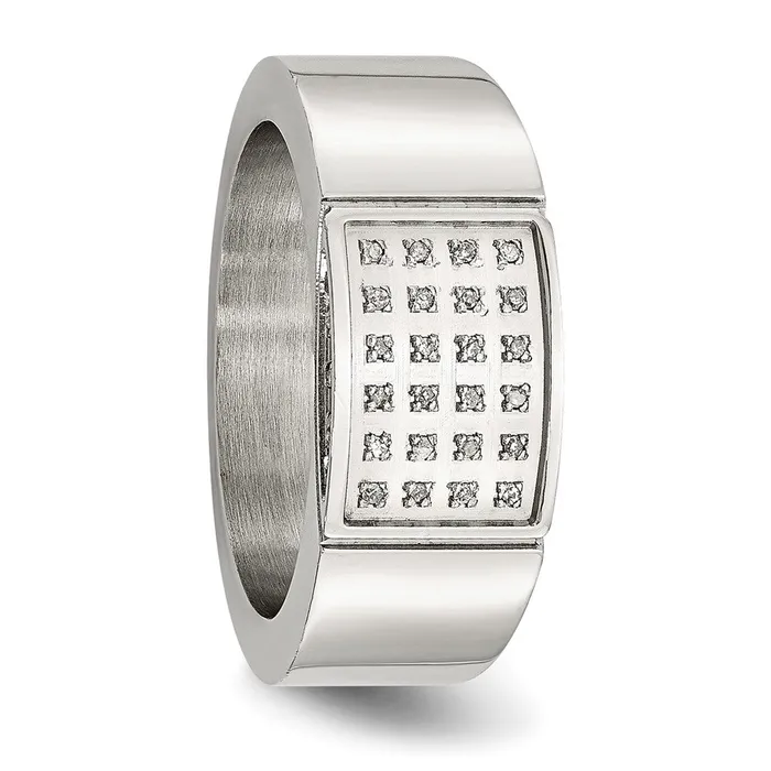 TreasureFineJewelers Rings Stainless Steel Polished 110ct Diamond 95mm Band