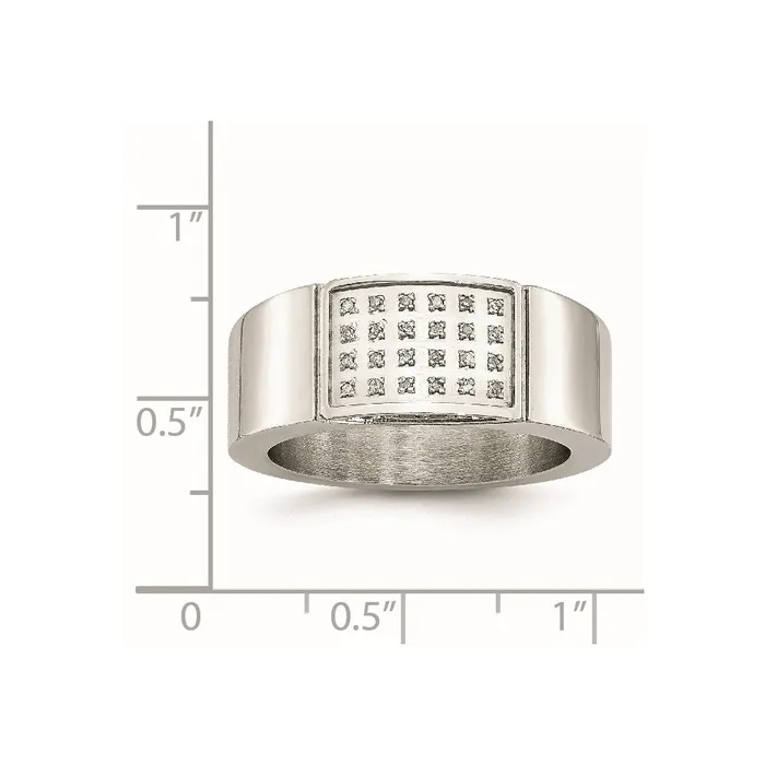 TreasureFineJewelers Rings Stainless Steel Polished 110ct Diamond 95mm Band