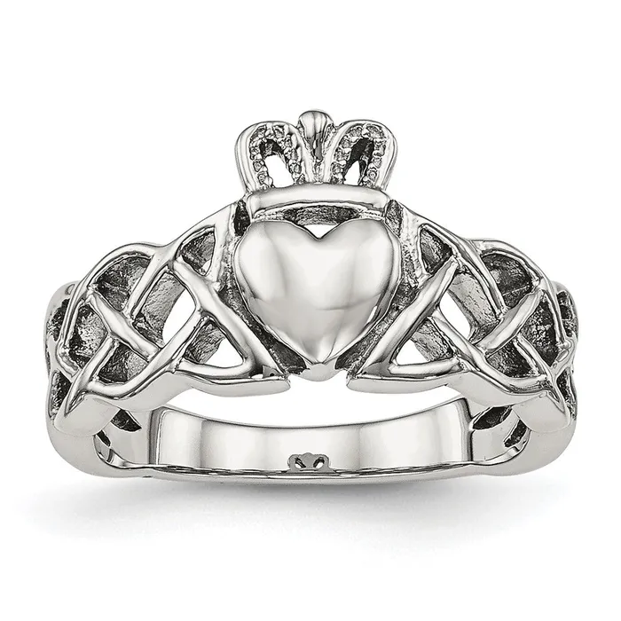 TreasureFineJewelers Rings Stainless Steel Polished Claddagh Ring