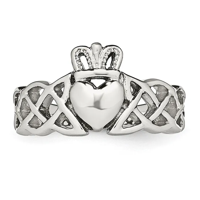 TreasureFineJewelers Rings Stainless Steel Polished Claddagh Ring
