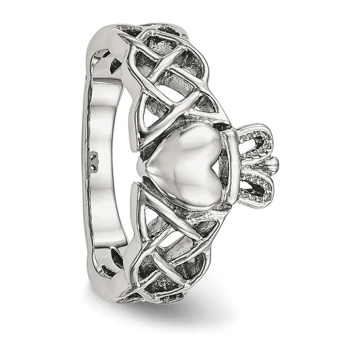 TreasureFineJewelers Rings Stainless Steel Polished Claddagh Ring