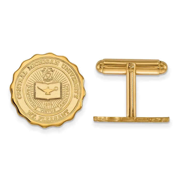 TreasureFineJewelers Rings Sterling Silver Goldplated Central Michigan University Crest Cuff Links