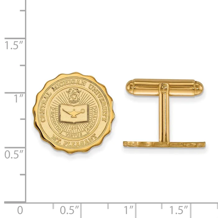 TreasureFineJewelers Rings Sterling Silver Goldplated Central Michigan University Crest Cuff Links