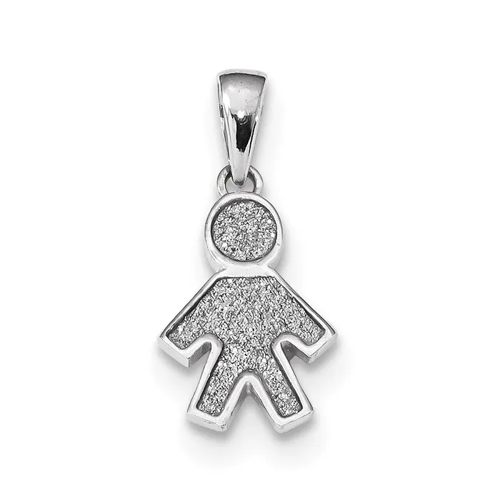 TreasureFineJewelers Rings Sterling Silver Rhodiumplate Enamel Glitter Fabric Boy Pend