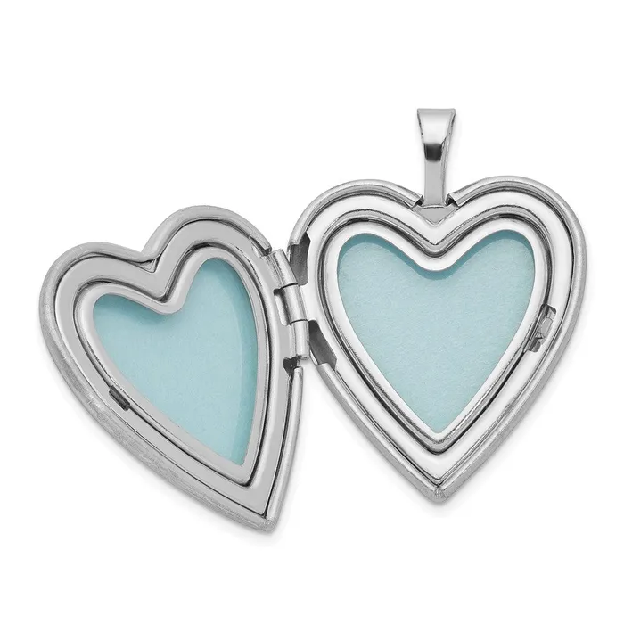TreasureFineJewelers Rings Sterling Silver Rhodiumplated 20mm Floral Border Heart Locket