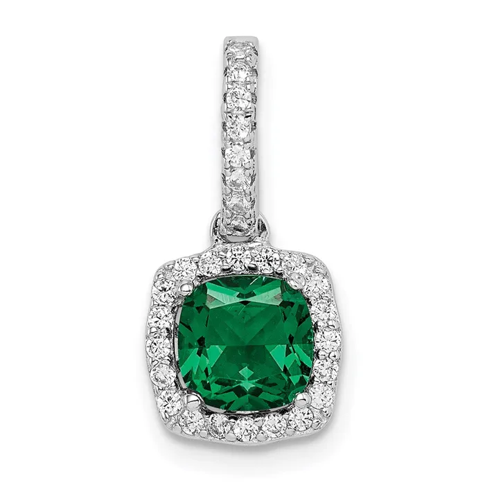 TreasureFineJewelers Rings Sterling Silver Rhodiumplated Green White CZ Slide