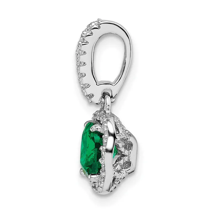 TreasureFineJewelers Rings Sterling Silver Rhodiumplated Green White CZ Slide