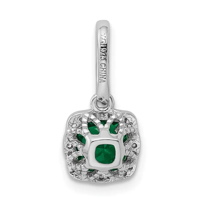 TreasureFineJewelers Rings Sterling Silver Rhodiumplated Green White CZ Slide