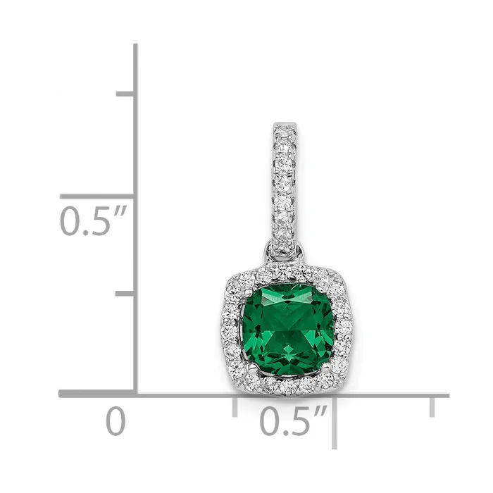 TreasureFineJewelers Rings Sterling Silver Rhodiumplated Green White CZ Slide