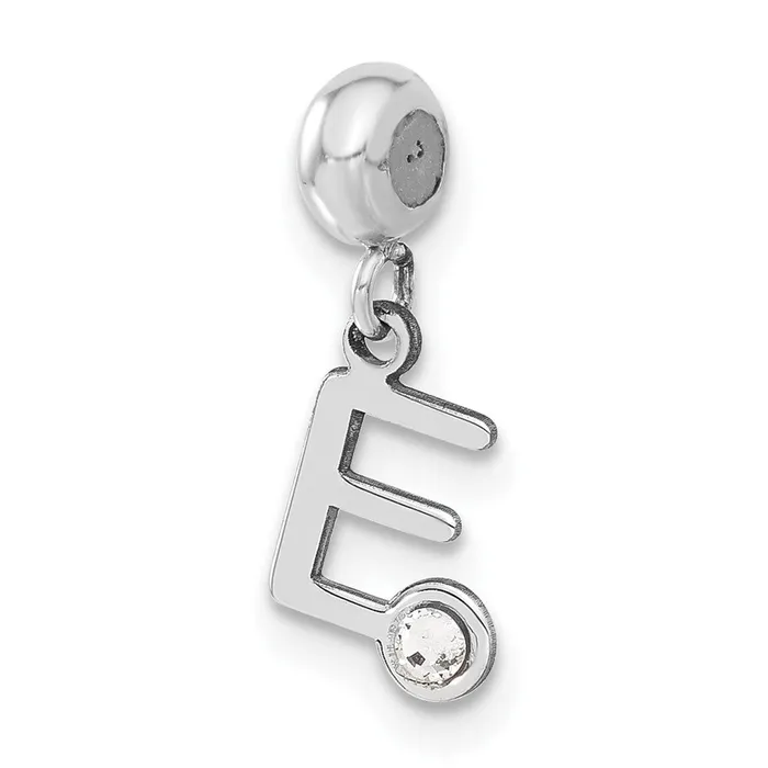TreasureFineJewelers Rings Sterling Silver Rhodiumplated MeMi Letter E wSwarovski Crystal Charm