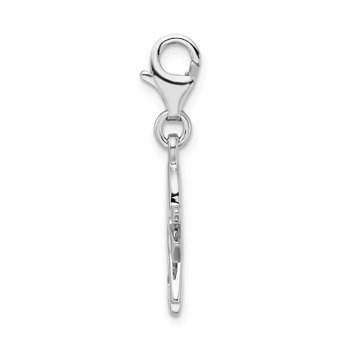 TreasureFineJewelers Sterling Silver Amore La Vita Rhodpl CZ Little Girl Cutout Heart Charm Rings