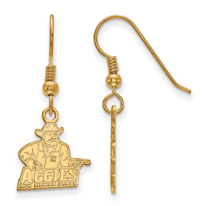 TreasureFineJewelers Sterling Silver Goldplated New Mexico State University Aggies Small Dangle Wire Earrings Earrings