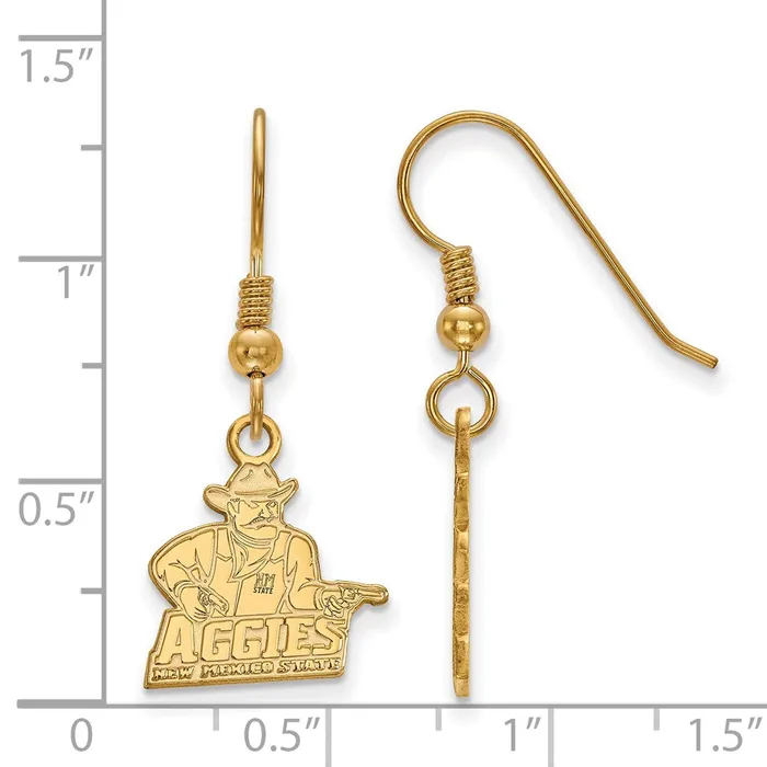 TreasureFineJewelers Sterling Silver Goldplated New Mexico State University Aggies Small Dangle Wire Earrings Earrings