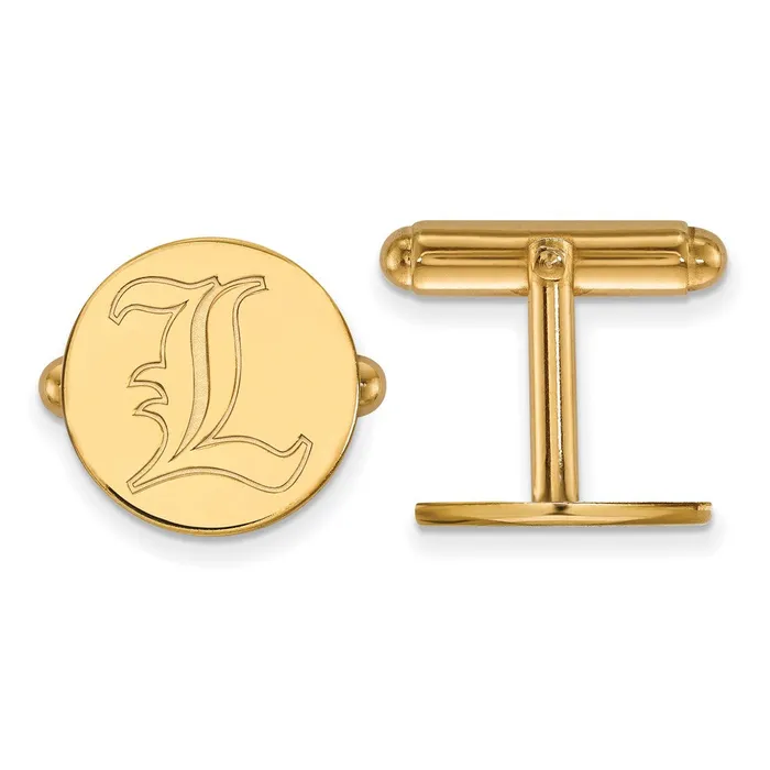 TreasureFineJewelers Sterling Silver Goldplated University of Louisville Letter L Cuff Links Rings