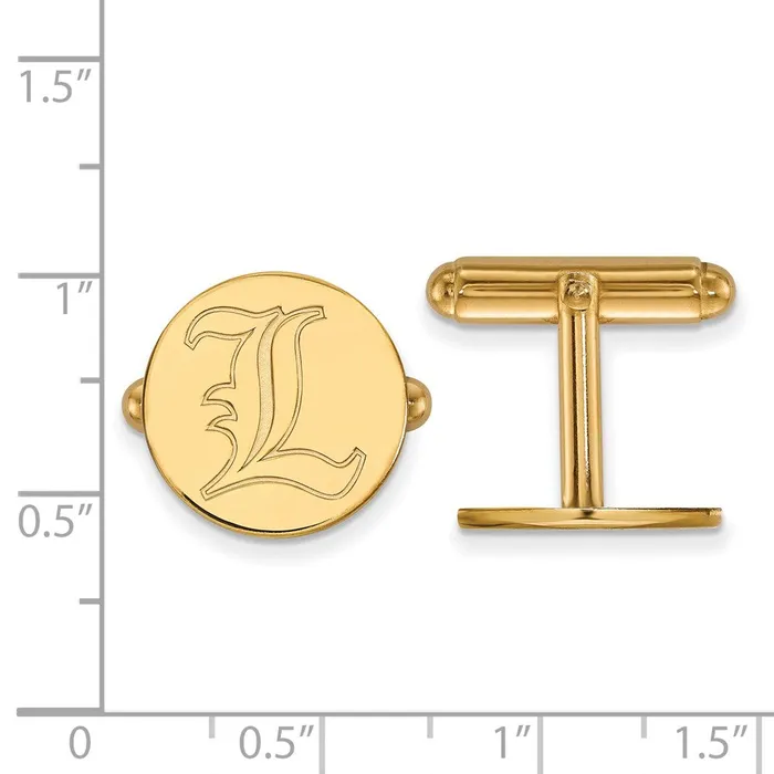 TreasureFineJewelers Sterling Silver Goldplated University of Louisville Letter L Cuff Links Rings