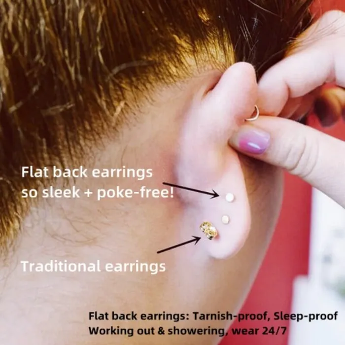 Trendolla Jewelry Earrings 14k Gold Dainty Olive Leaf Flat Back Earrings